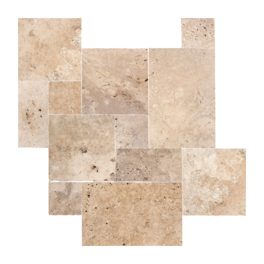 Rustic Travertine Pavers Tumbled Commercial Grade 15,25x30,5x3 cm